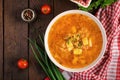 Traditional Russian soup with cabbage - sauerkraut soup - shchi.