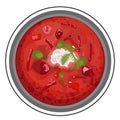 Traditional Russian Ukrainian borscht. Traditional Russian Ukraine cuisine.