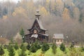 The traditional russian wooden church in the ancient Russia. Royalty Free Stock Photo