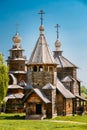 Church Of The Resurrection From Village Of Patakino, Transported In Suzdal - A Monument Of Wooden Architecture Of The Royalty Free Stock Photo