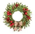Traditional rustic Christmas wreath on white background Royalty Free Stock Photo