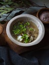 Traditional rustic leek and potato soup