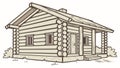 Traditional Rustic Log Cabin Isolated Vector Illustration, vector design Generative AI Royalty Free Stock Photo
