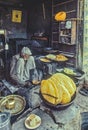 Traditional Rustic Tea Stall a senior person Making Tea Pokhran