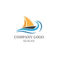 Traditional Sailboat logo design vector. Royalty Free Stock Photo