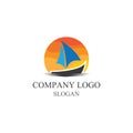 Traditional Sailboat logo design vector. Royalty Free Stock Photo