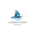 Traditional Sailboat logo design vector. Royalty Free Stock Photo