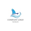 Traditional Sailboat logo design vector. Royalty Free Stock Photo