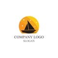 Traditional Sailboat logo design vector. Royalty Free Stock Photo