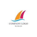 Traditional Sailboat logo design vector. Royalty Free Stock Photo