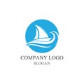 Traditional Sailboat logo design vector. Royalty Free Stock Photo