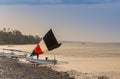 Traditional sailing boat at sunset on Bali