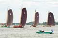 Traditional sailing boats racing on Sneekermeer, Friesland Royalty Free Stock Photo