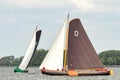 Traditional sailing boats racing on Sneekermeer, Friesland Royalty Free Stock Photo