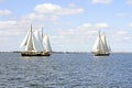 Traditional sailing ships on the IJsselmeer in Netherlands