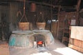 Traditional salt making by boiling underground salt water from natural rocksalt pond,Nan province, Thailand