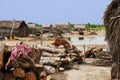 Traditional salt production in the lagoon Ouidah of Benin