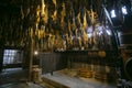 Traditional salted salmons hanging in the city of Murakami in Niigata Prefecture.