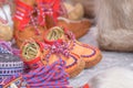 Traditional sami handmade leather footwear made from reindeer hide