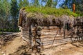 Traditional Sami loghouse with green roof in Lapland Scandinavia Royalty Free Stock Photo