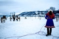 Traditional Sami people in the Norways Lapland, Tromso