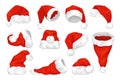 Traditional Santa Claus hat set. Icons of different types of hats for Christmas