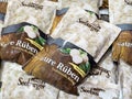 Traditional saure rÃ¼ben packaging display with rustic design and fermented labels Royalty Free Stock Photo