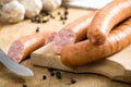 Traditional sausage on the table Royalty Free Stock Photo