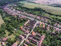 Traditional saxon village Viscri, Transylvania, Romania, aerial Royalty Free Stock Photo