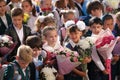 Traditional school day of knowledge. Solemn Line in the courtyard of the school