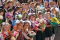 Traditional school day of knowledge. Solemn Line in the courtyard of the school