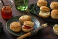 traditional scones with apricot jam