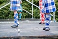Traditional scottish Highland dancing in kilts