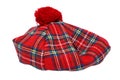 Traditional Scottish Red Tartan Bonnet. Royalty Free Stock Photo