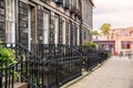 Traditional Scottish stone row houses at sunset Royalty Free Stock Photo