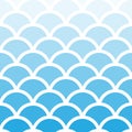 Traditional Seigaiha Japanese seamless aqua blue wave pattern.