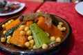 traditional semola dish with vegetables from morocco Royalty Free Stock Photo