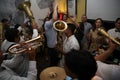 Traditional Serbian party with trumpeters