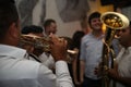 Traditional Serbian party with trumpeters