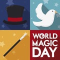 Traditional Set of Elements for World Magic Day, Vector Illustration Royalty Free Stock Photo