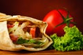 Traditional shawarma and vegetables