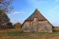 Lueneburg Heath Traditional Sheep Barn at Sunset, Lower Saxony, Germany