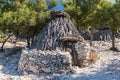 Traditional sheepfold in the mountain region of Supramonte of Baunei Sardinia, Italy, called `su cuile` in the local language Royalty Free Stock Photo