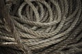 Traditional ship anchor ropes close-up picture
