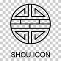 Traditional shou icon, spiritual isolated shu flat symbol, asian vector illustration