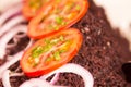 Traditional side of yahuarloco soup, making from lamb blood