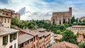 Traditional Siena town skyline with Basilica of San Domenico