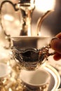 Traditional silver tea pot