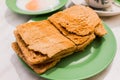 Traditional Singapore Breakfast called Kaya Toast, Crispy Bread Royalty Free Stock Photo