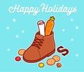 Traditional Sinterklaas gifts carrot in shoe